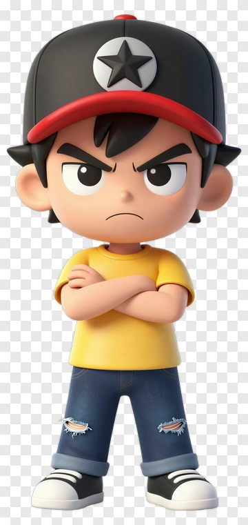 Cartoon Boy With Arms Crossed PNG