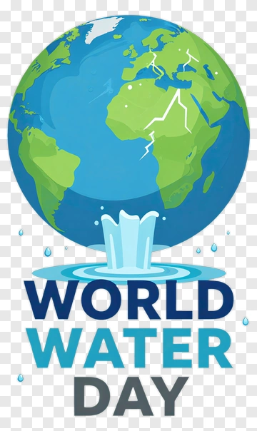 World Water Day Globe With Water Fountain PNG