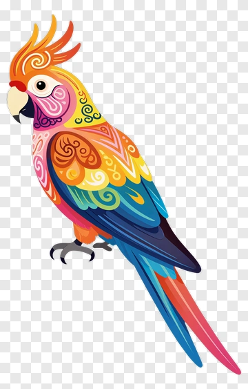Colorful Parrot With Intricate Patterns PNG