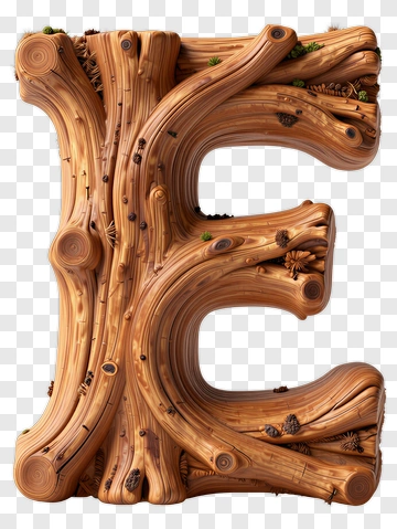 Wooden Letter E With Natural Texture PNG