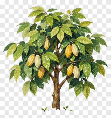 Cacao Tree With Fruits PNG