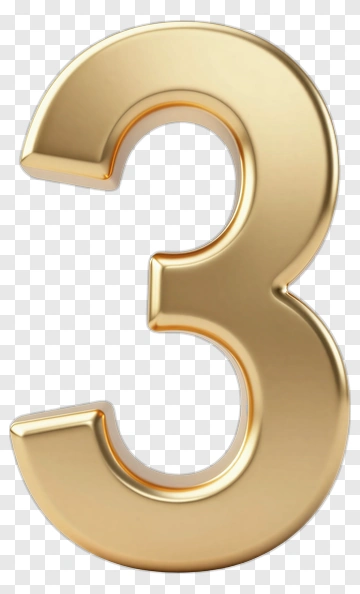 Golden Number 3 PNG