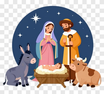 Nativity Scene With Mary, Joseph, And Baby Jesus PNG
