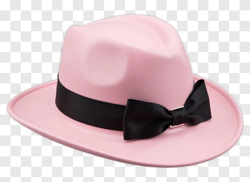 Pink Fedora Hat With Black Ribbon PNG