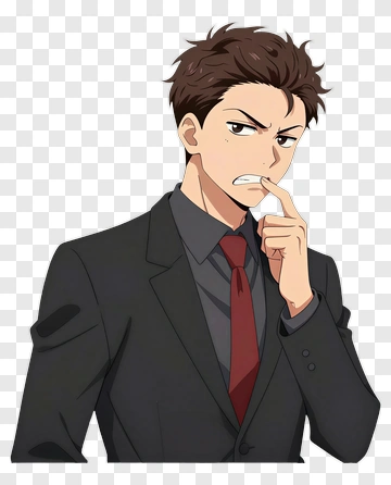 Anime Businessman Thinking PNG