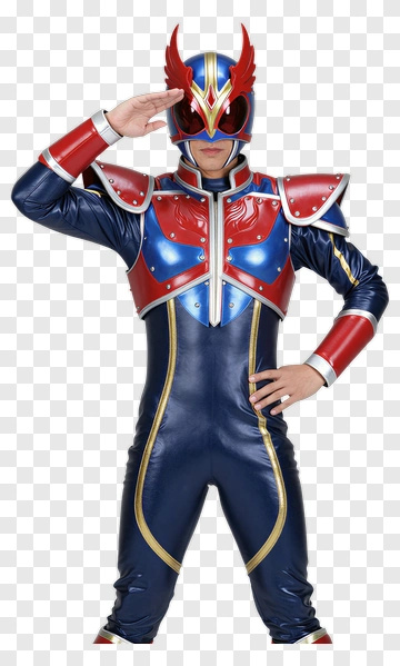 Superhero Saluting In Colorful Costume PNG