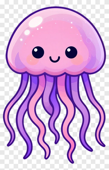 Cartoon Jellyfish With A Smiling Face PNG