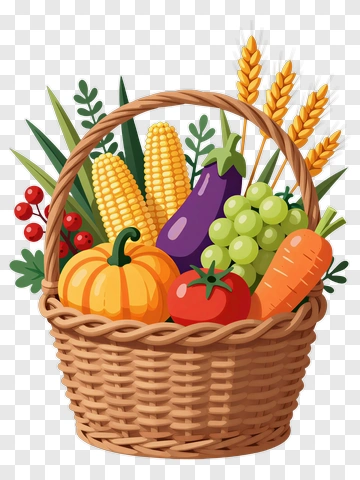 Colorful Vegetable Basket PNG