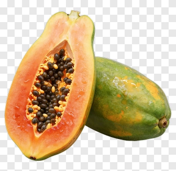 Papaya Fruit Halved And Whole PNG