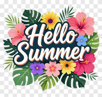 Hello Summer Floral Design PNG