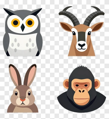 Cartoon Animal Faces PNG