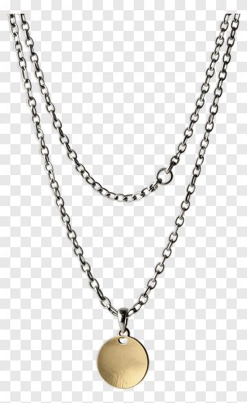 Silver Chain Necklace With Gold Pendant PNG