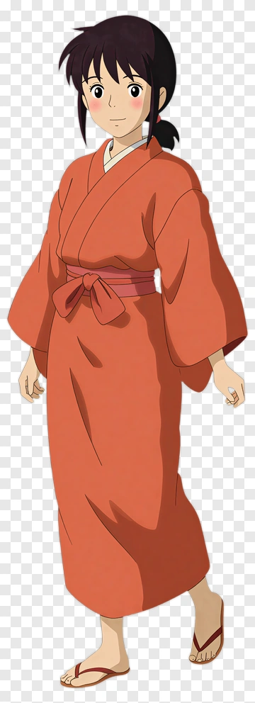 Young Woman In A Kimono Walking PNG