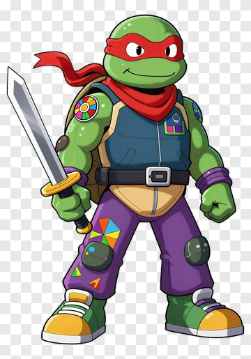 Cartoon Ninja Turtle Holding A Sword PNG