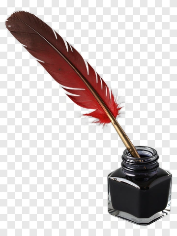 Quill Pen In Ink Bottle PNG