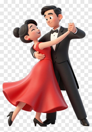 Cartoon Couple Dancing Together PNG