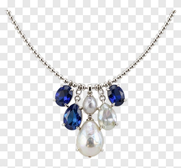 Elegant Necklace With Blue And White Gemstones PNG
