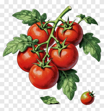 Cluster Of Red Tomatoes With Green Leaves PNG