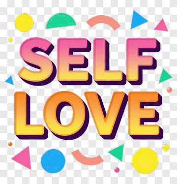 Self Love Text With Colorful Geometric Shapes PNG