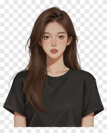 Portrait Of A Young Woman With Long Hair PNG