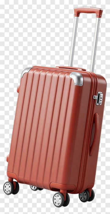 Red Suitcase With Wheels And Telescopic Handle PNG