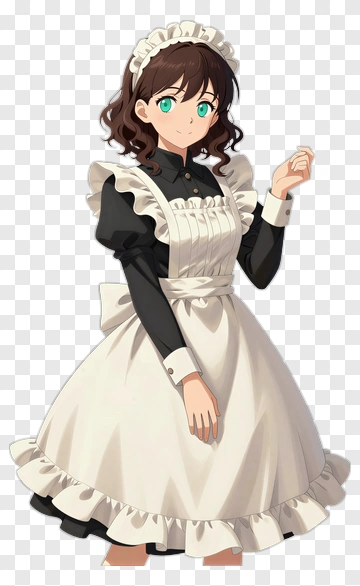 Anime Maid Wearing A Traditional Outfit PNG