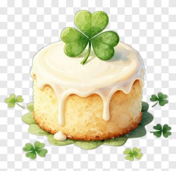 St. Patrick's Day Cake With Clover Decoration PNG