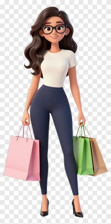 Stylish Woman Holding Shopping Bags PNG