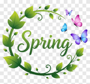 Spring Floral Wreath With Butterflies PNG