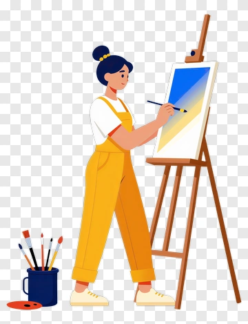 Artist Painting On An Easel PNG