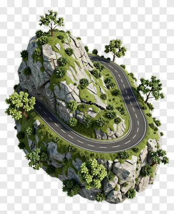 Curved Road On A Rocky Mountain PNG