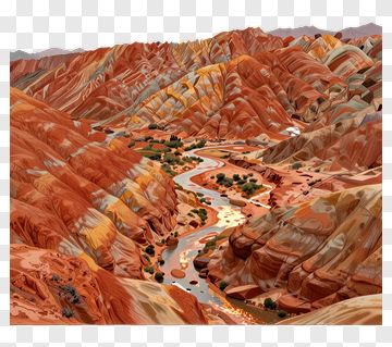 Colorful Desert Landscape With River PNG