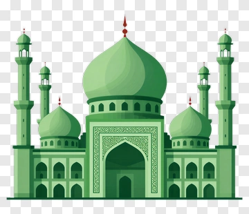 Green Mosque With Domes And Minarets PNG