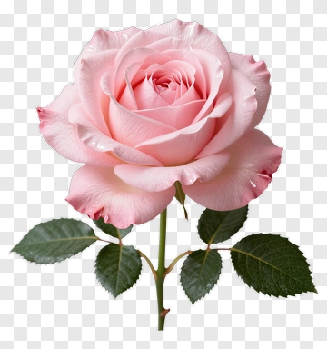 Pink Rose With Green Leaves PNG