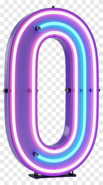 Neon Number Zero PNG