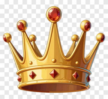 Golden Crown With Red Jewels PNG