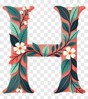 Floral Letter H Design PNG