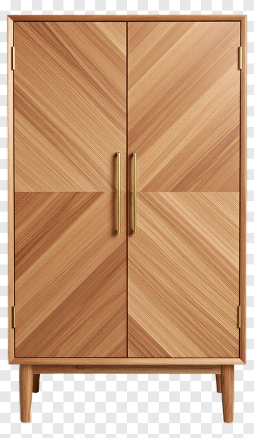 Wooden Cabinet With Geometric Design PNG