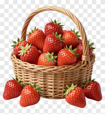 Strawberry Basket Filled With Fresh Berries PNG