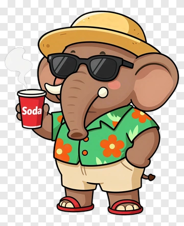 Cartoon Elephant Holding A Soda PNG
