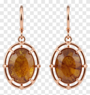 Amber Earrings With Rose Gold Settings PNG