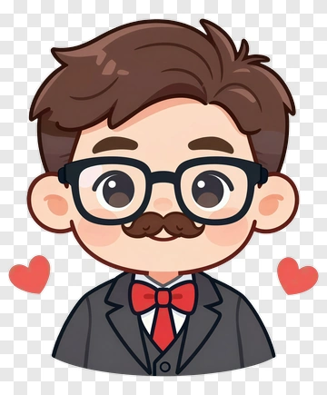 Cartoon Man With Glasses And Bowtie PNG