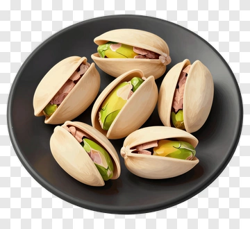 Pistachios Filled With Vegetables On A Plate PNG
