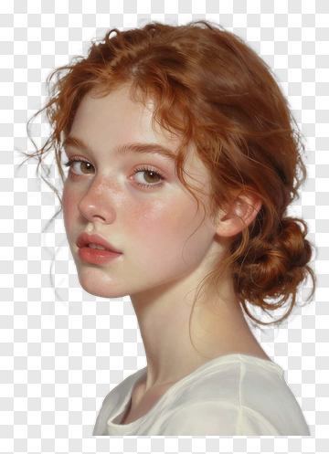 Portrait Of A Young Woman With Red Hair PNG