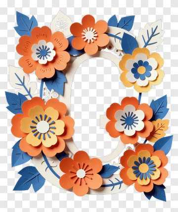 Colorful Paper Flower Letter C PNG