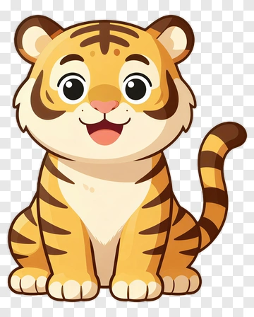 Cartoon Tiger Sitting And Smiling PNG