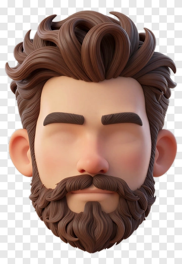 3D Man With Beard And Hair PNG
