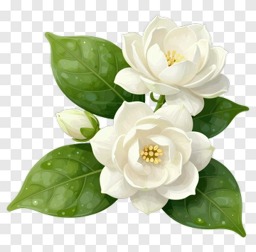 White Flower Bouquet With Green Leaves PNG