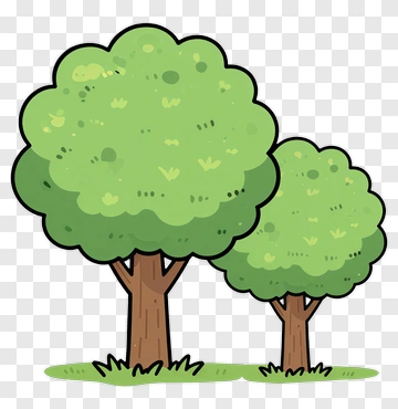 Colorful Cartoon Trees PNG