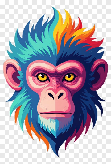 Colorful Cartoon Monkey Face PNG